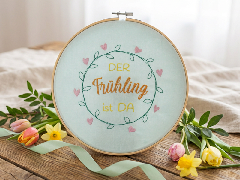 Der Frühling ist da mit Ranke - Vollstick Stickdatei